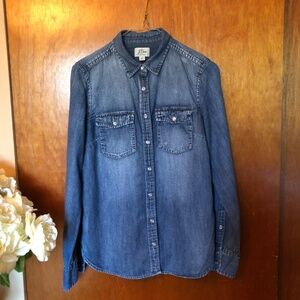 J. Crew Western Denim Shirt, faux MOP snaps